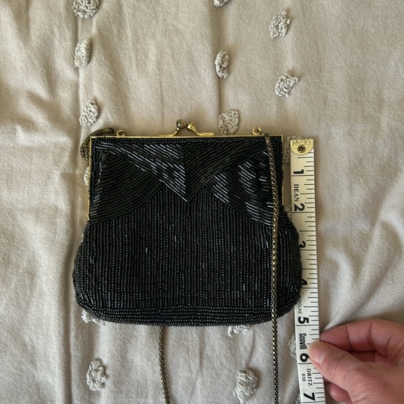 Vintage Black Beaded Evening Bag Purse - Picture 10 of 11